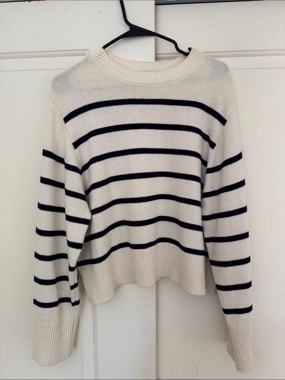Country Road Cream Crewneck Sweater with Black Stripes